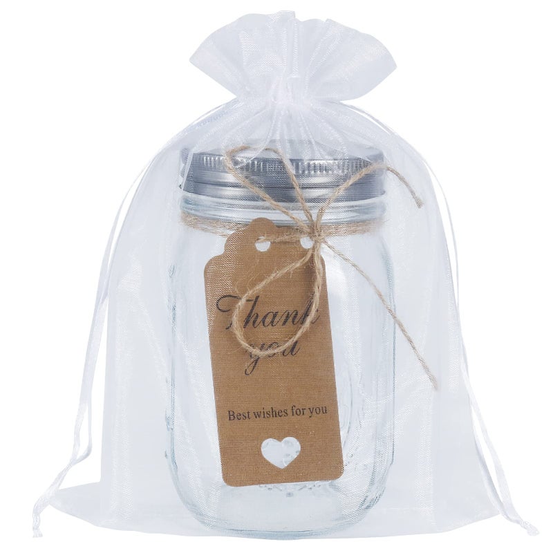 HRX Package 100pcs Sheer Organza Bags White, 6 x 9 inches Christmas Wedding Shower Party Favors Gift Drawstring Bags Large Mesh Jewelry Pouches - Image 5